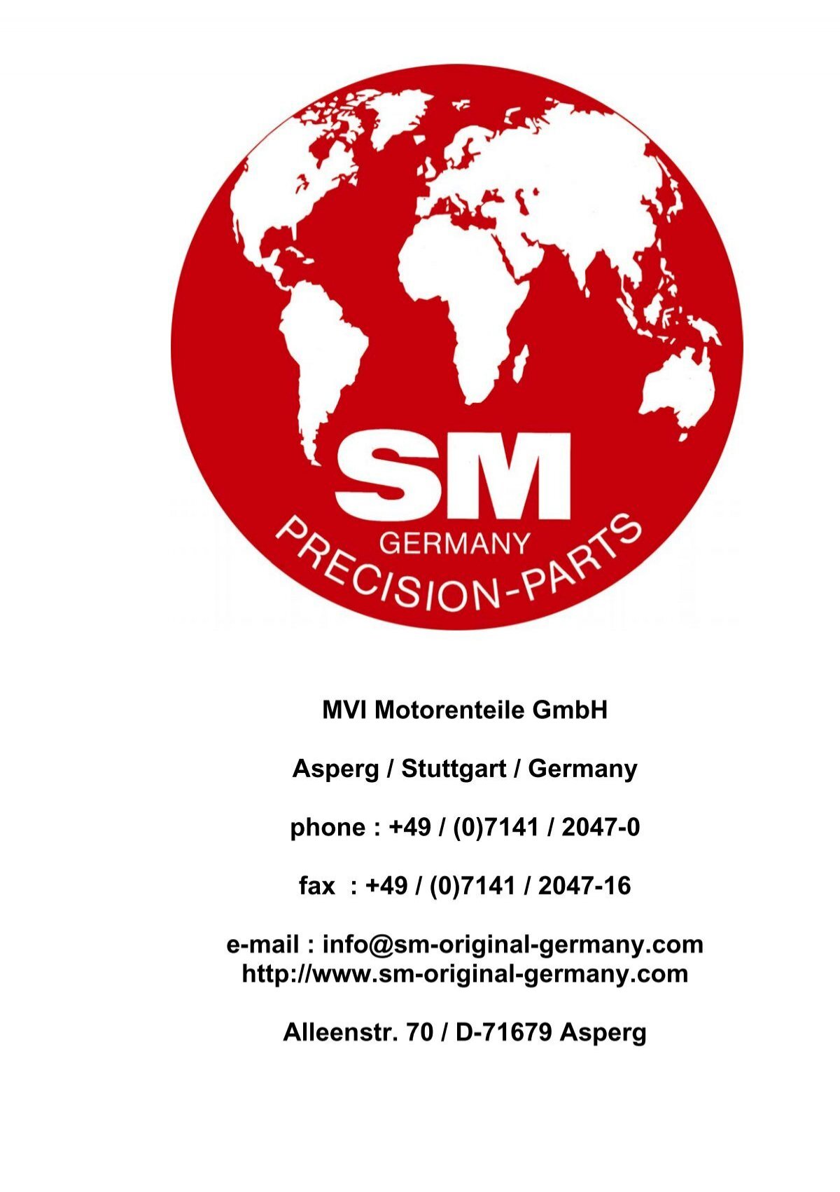 MVI Motorenteile GmbH Asperg / Stuttgart / Germany phone : +49 