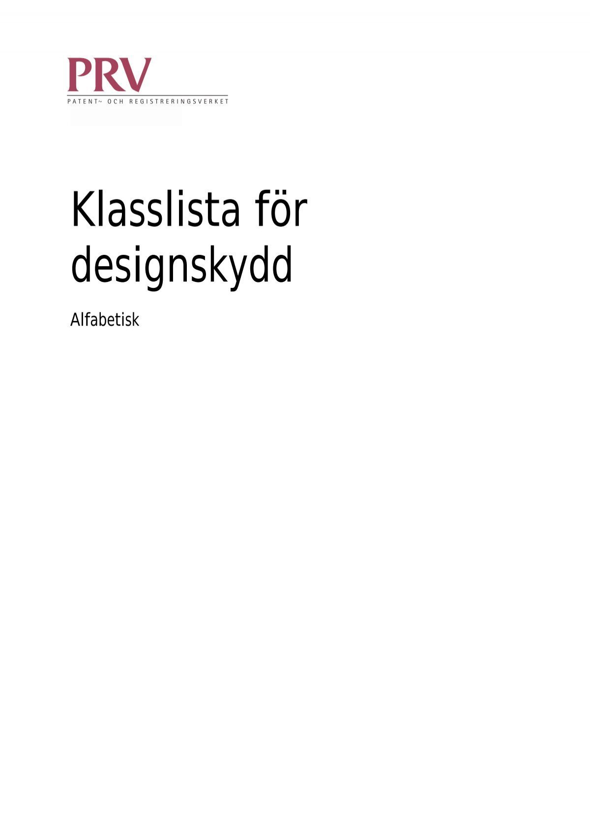 Klasslista For Design Alfabetisk Locarno