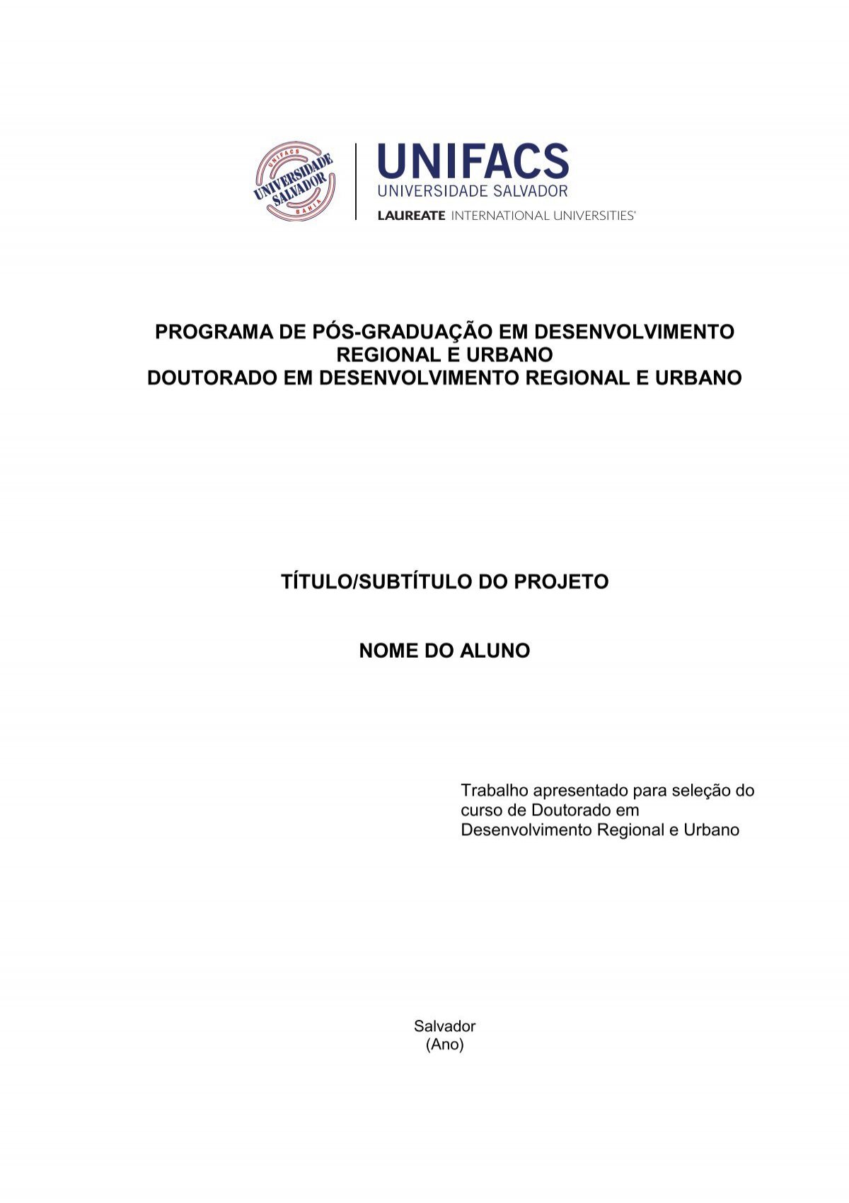 Modelo De Projeto De Tese Programa De Pós Graduação Em 5012