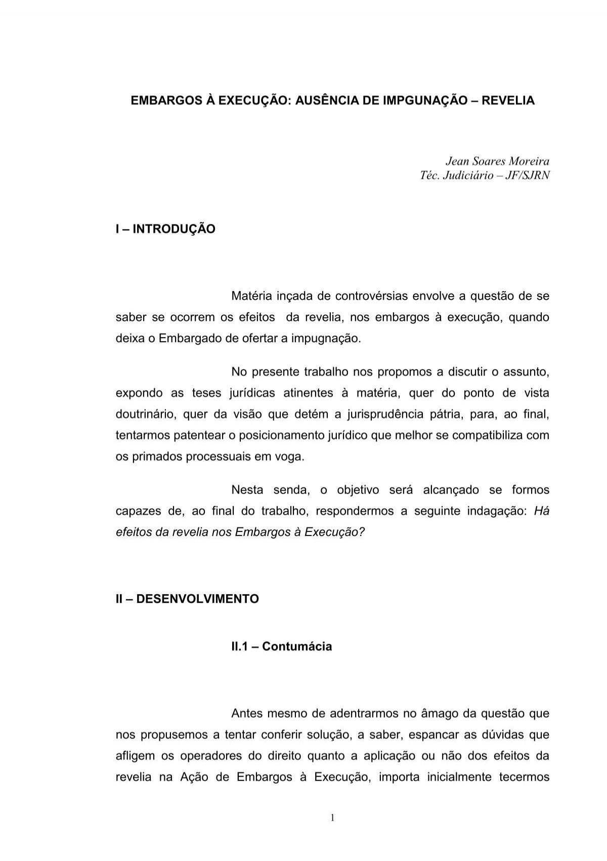 Revelia Como Efeito da Contumácia no Processo Civil Brasileiro em