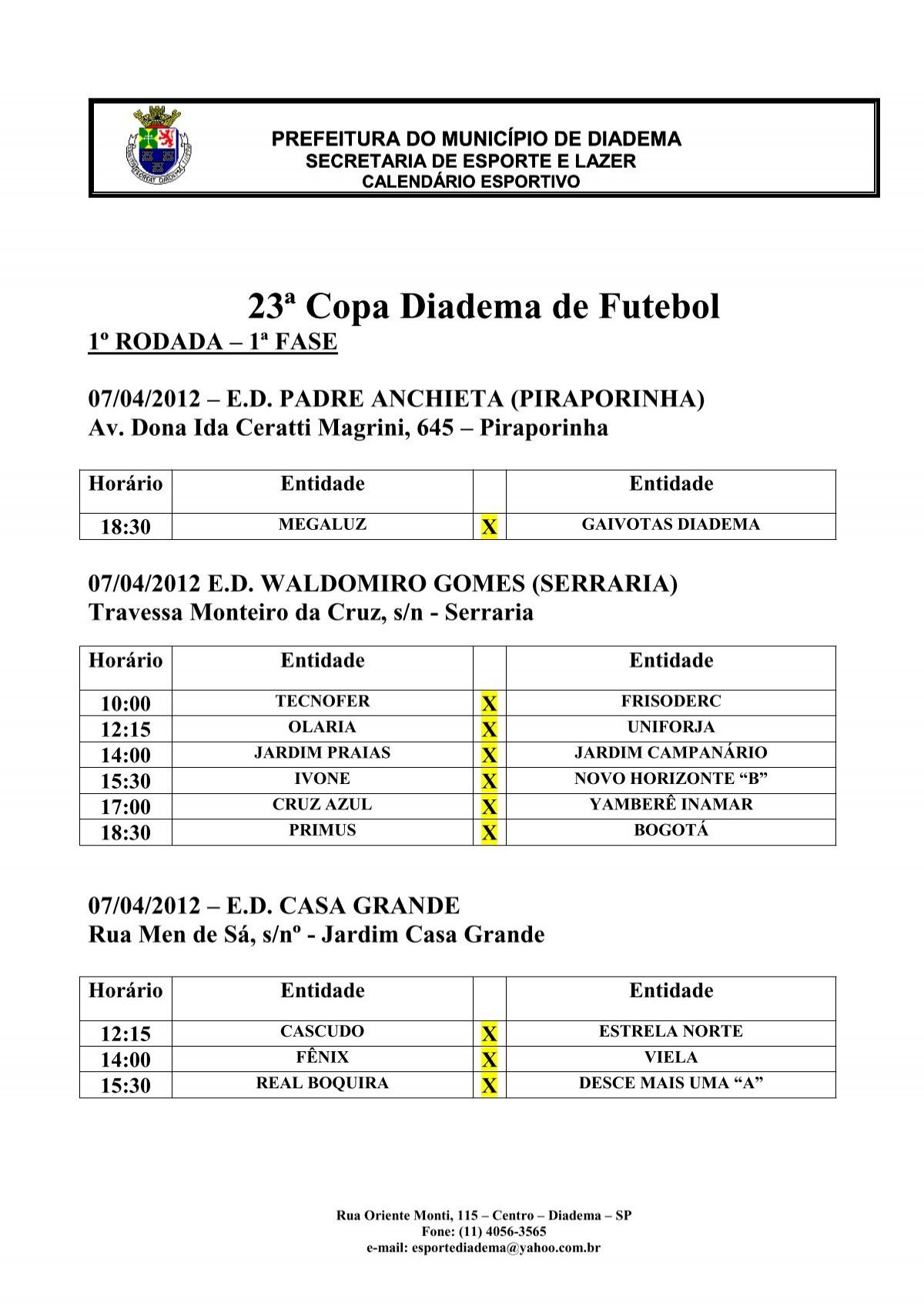 Copa Diadema de Futebol realiza jogos no sábado e no domingo - Prefeitura  de Diadema