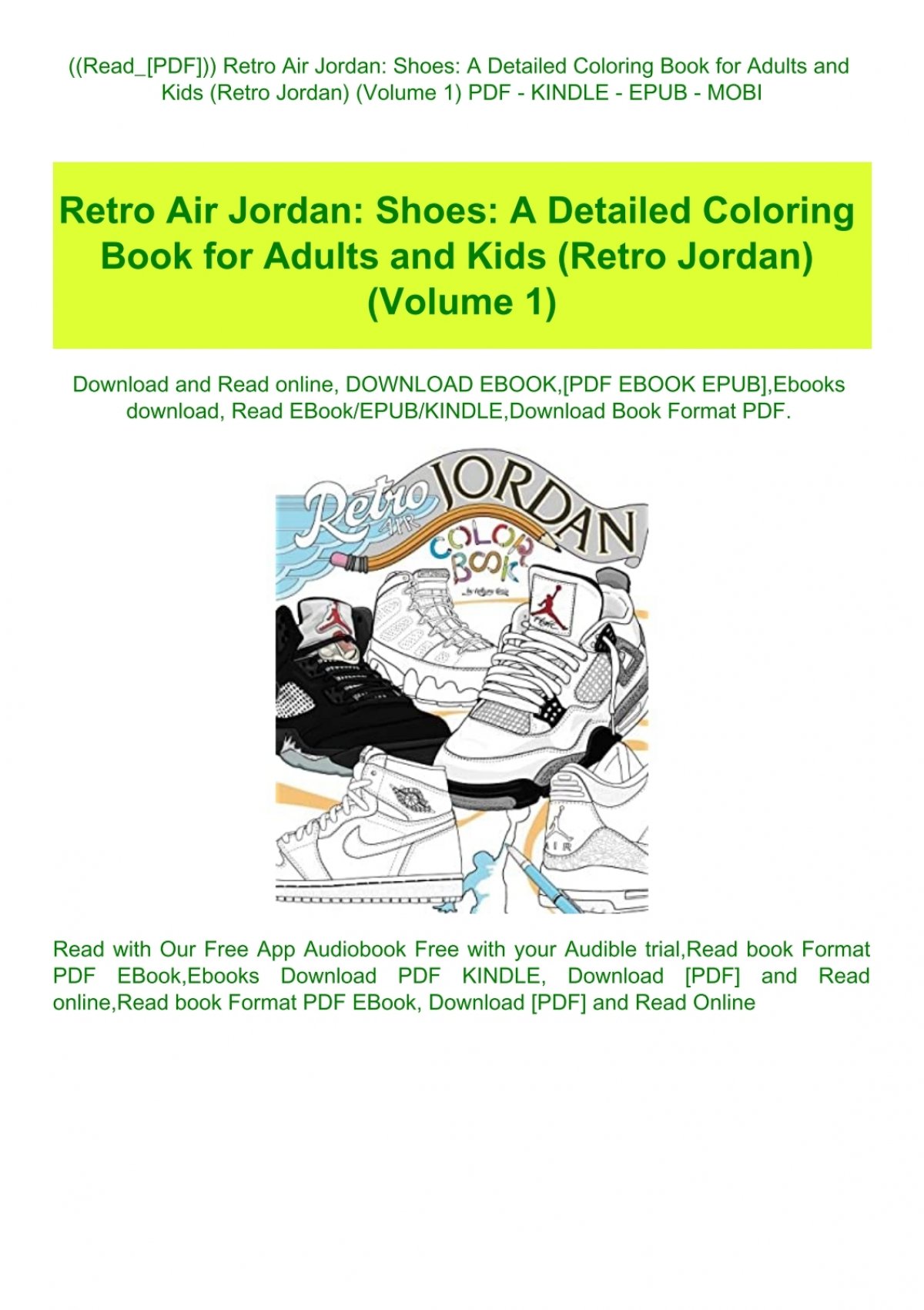 Download Read Pdf Retro Air Jordan Shoes A Detailed Coloring Book For Adults And Kids Retro Jordan Volume 1 Pdf Kindle Epub Mobi