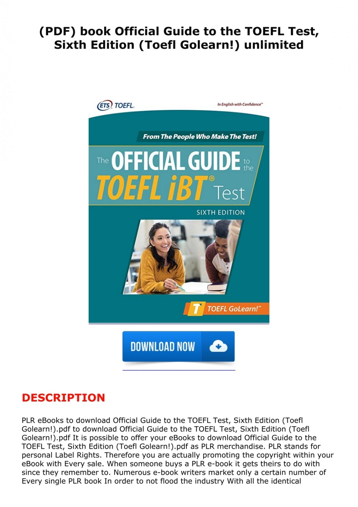 Pdf Book Official Guide To The Toefl Test Sixth Edition Toefl Golearn Unlimited 7909
