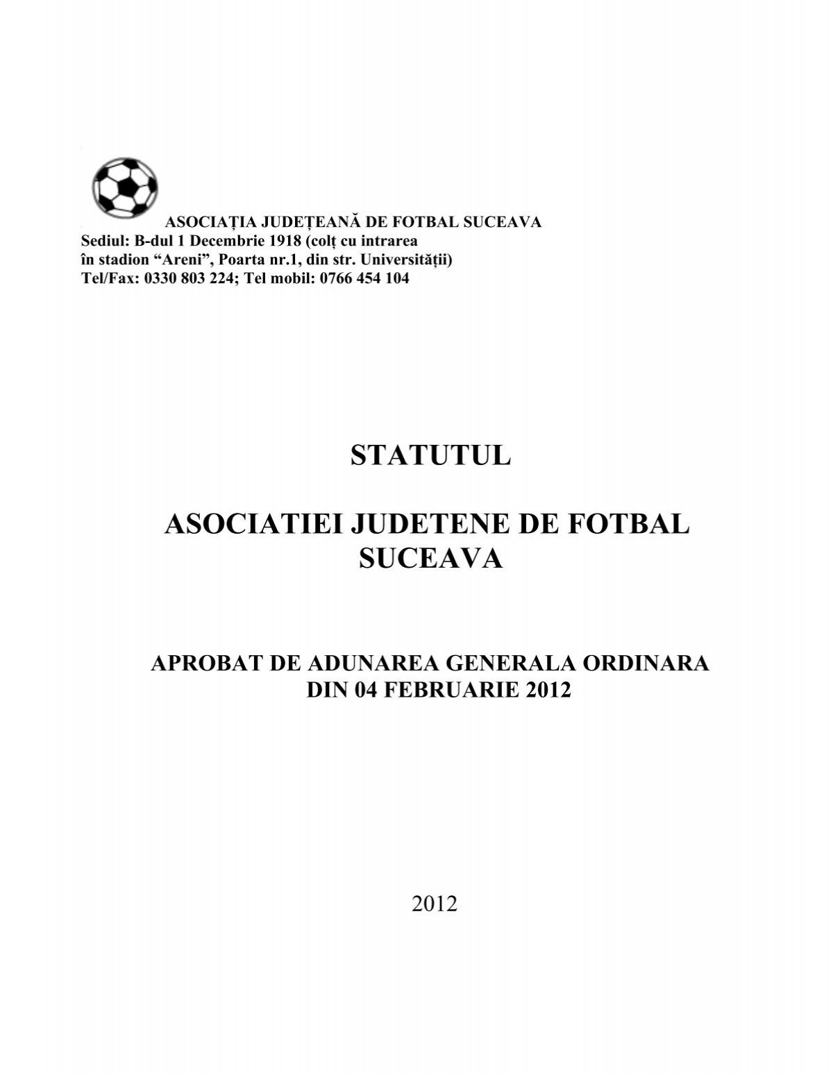 statutul asociatiei judetene de fotbal suceava - FRF-AJF.ro