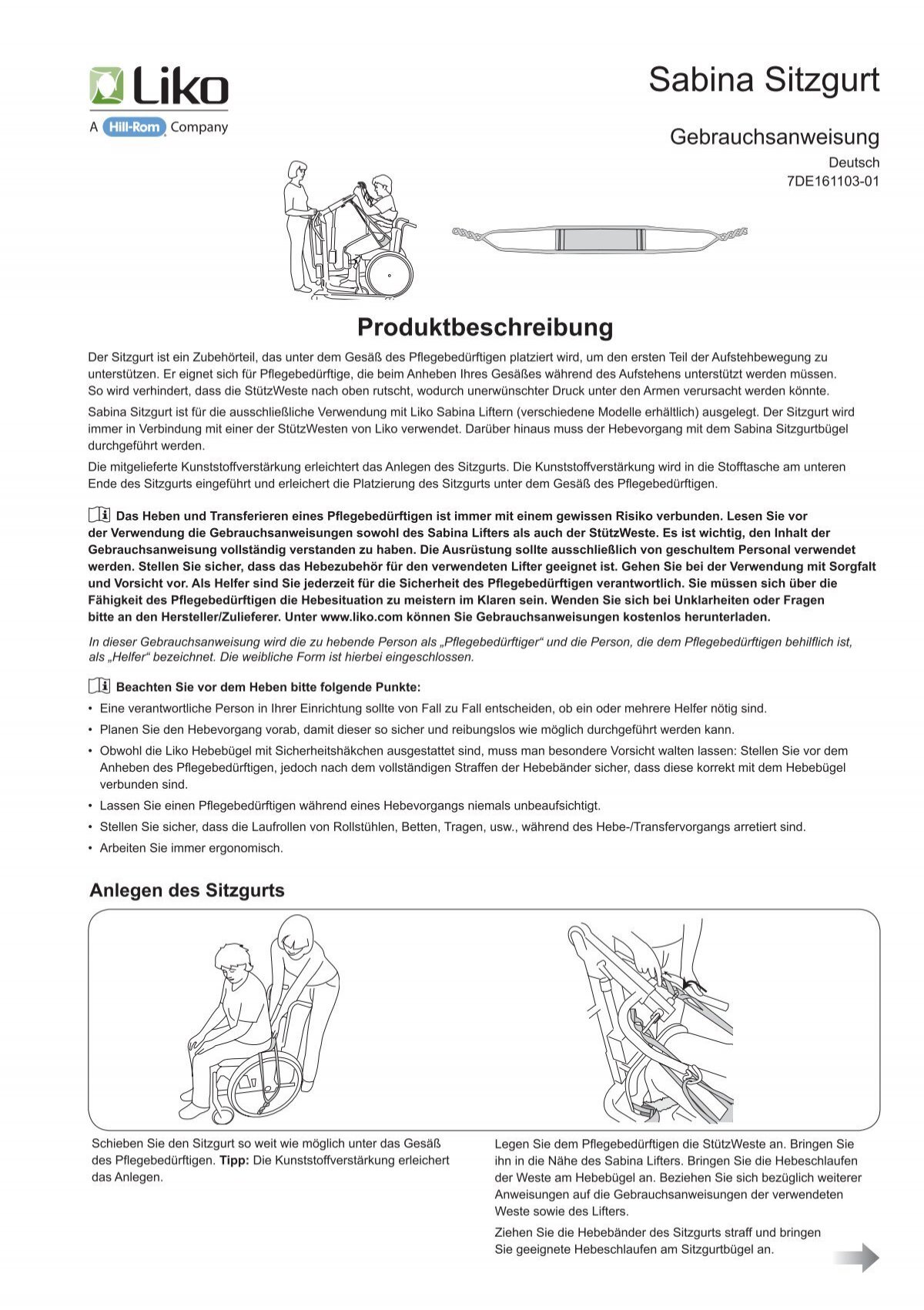 Instruction Guide Liko Ultra Lift Pants, Mod. 920 - www.liko.com