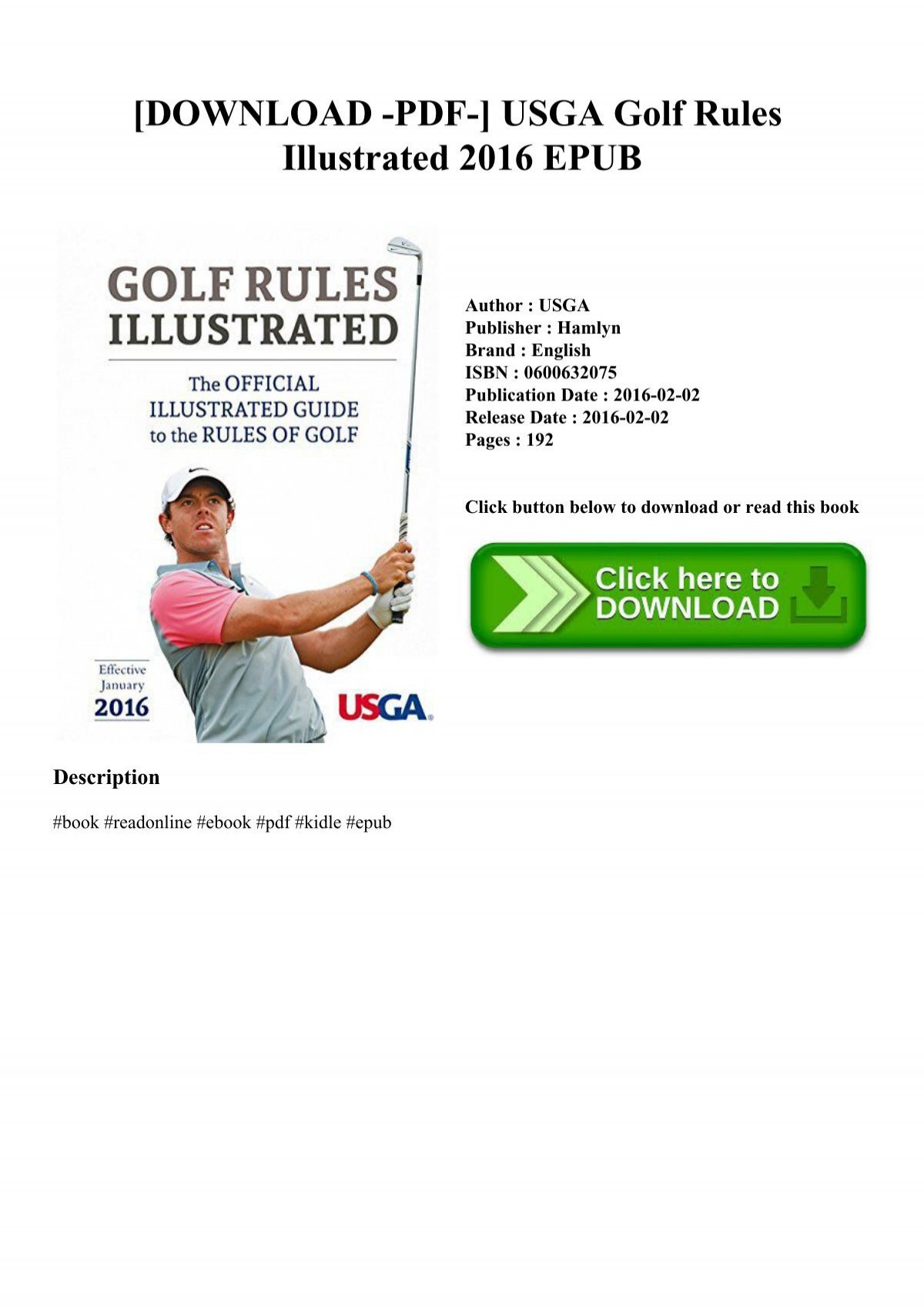 DOWNLOAD -PDF-] USGA Golf Rules Illustrated 2016 EPUB