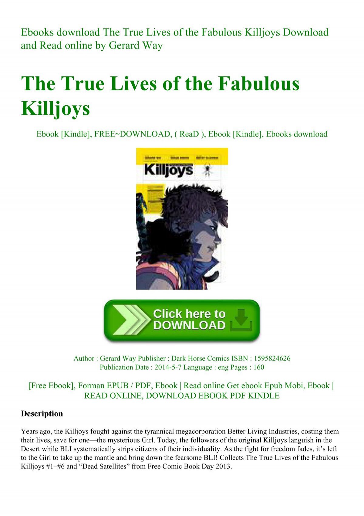 Ebooks Download The True Lives Of The Fabulous Killjoys Download And Read Online By Gerard Way
