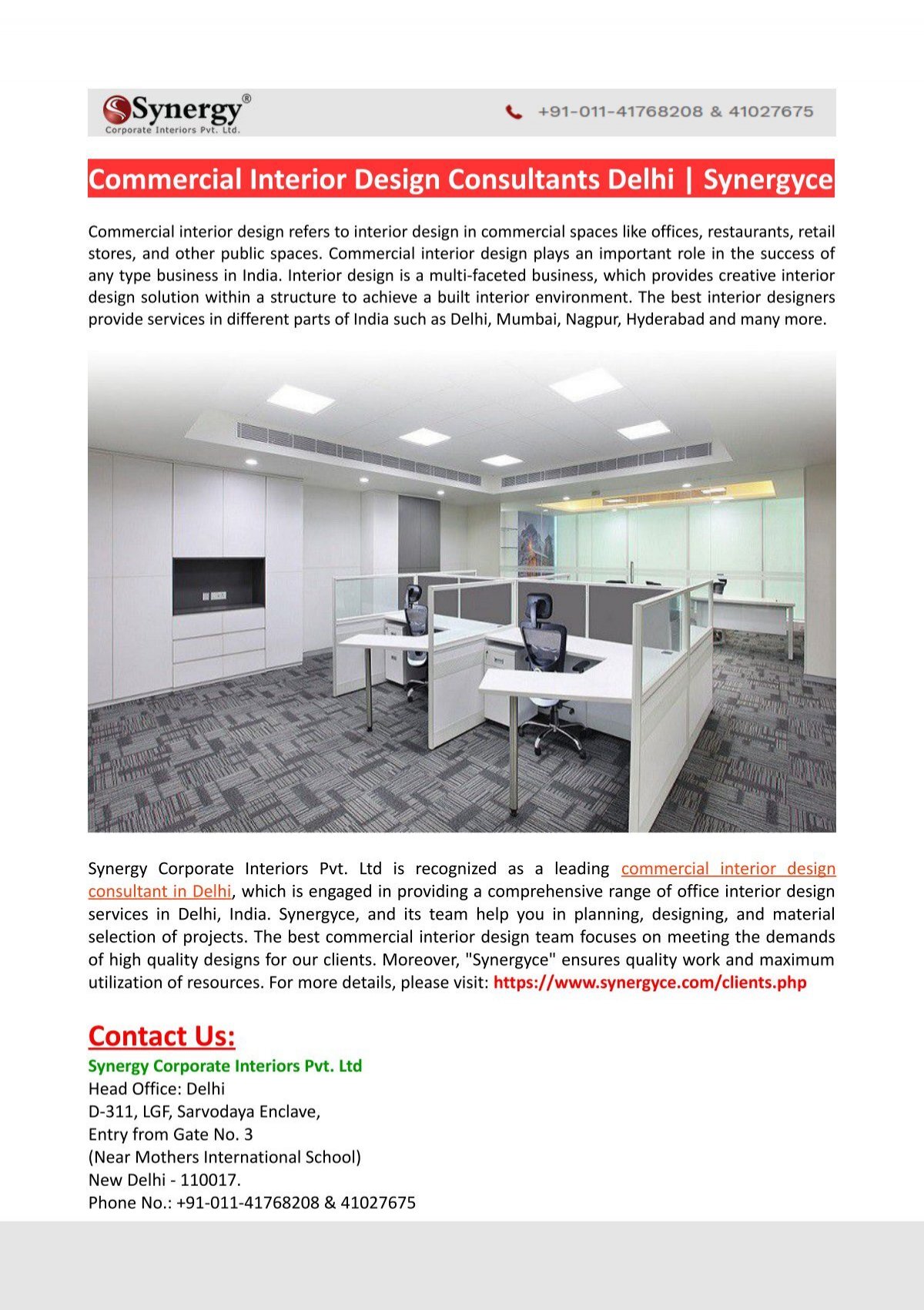 Commercial Interior Design Consultants Delhi Synergyce