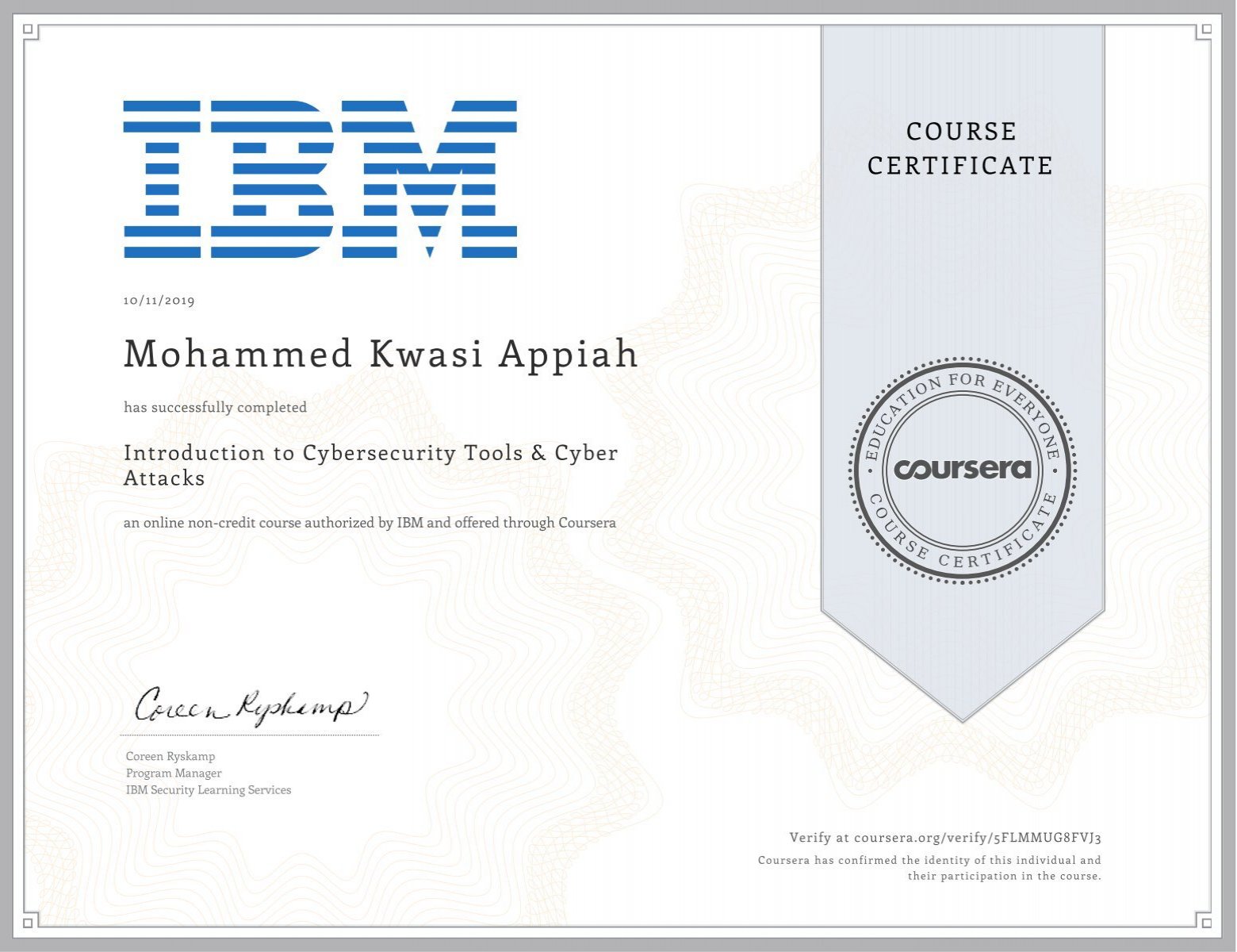 Coursera Cyber Security Certificate