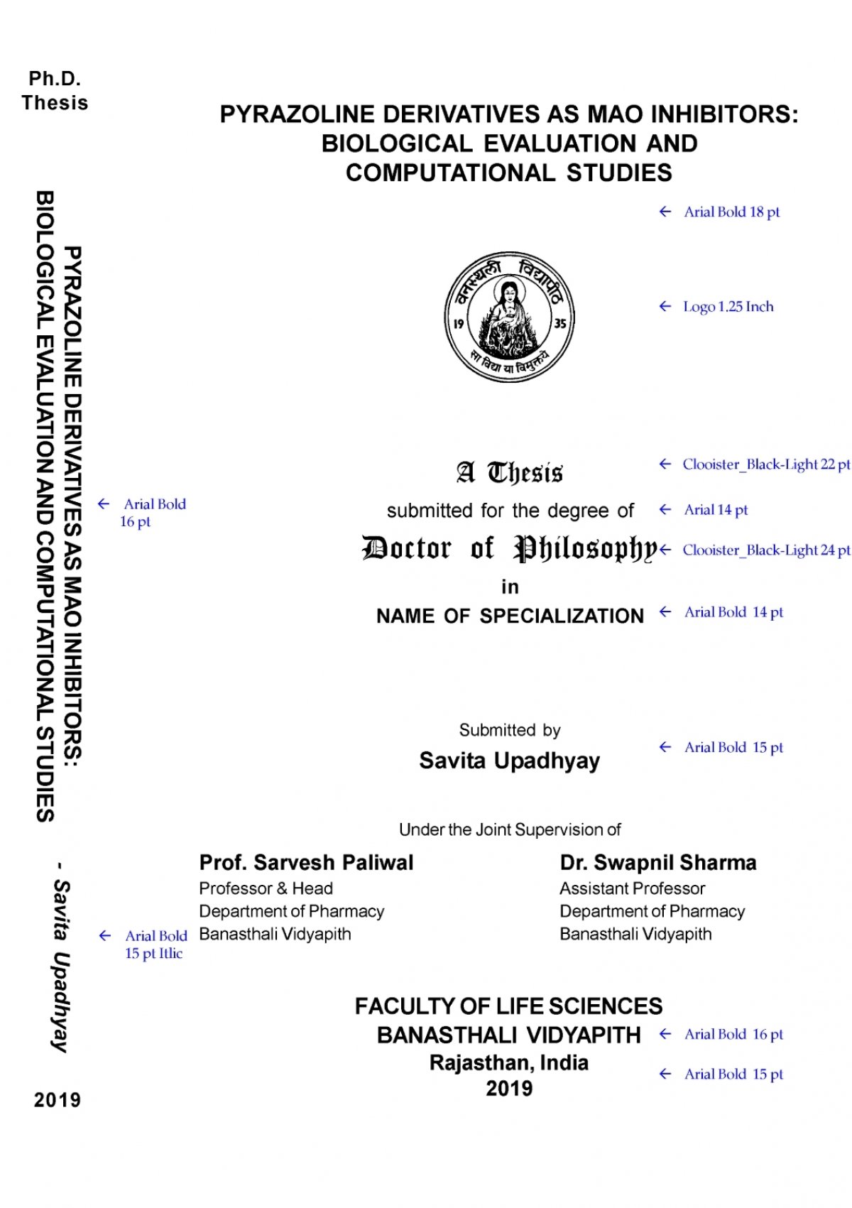 phd synopsis cover page
