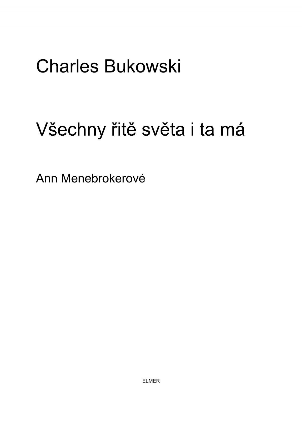 Charles Bukowski Všechny řitě světa i ta má - Notape